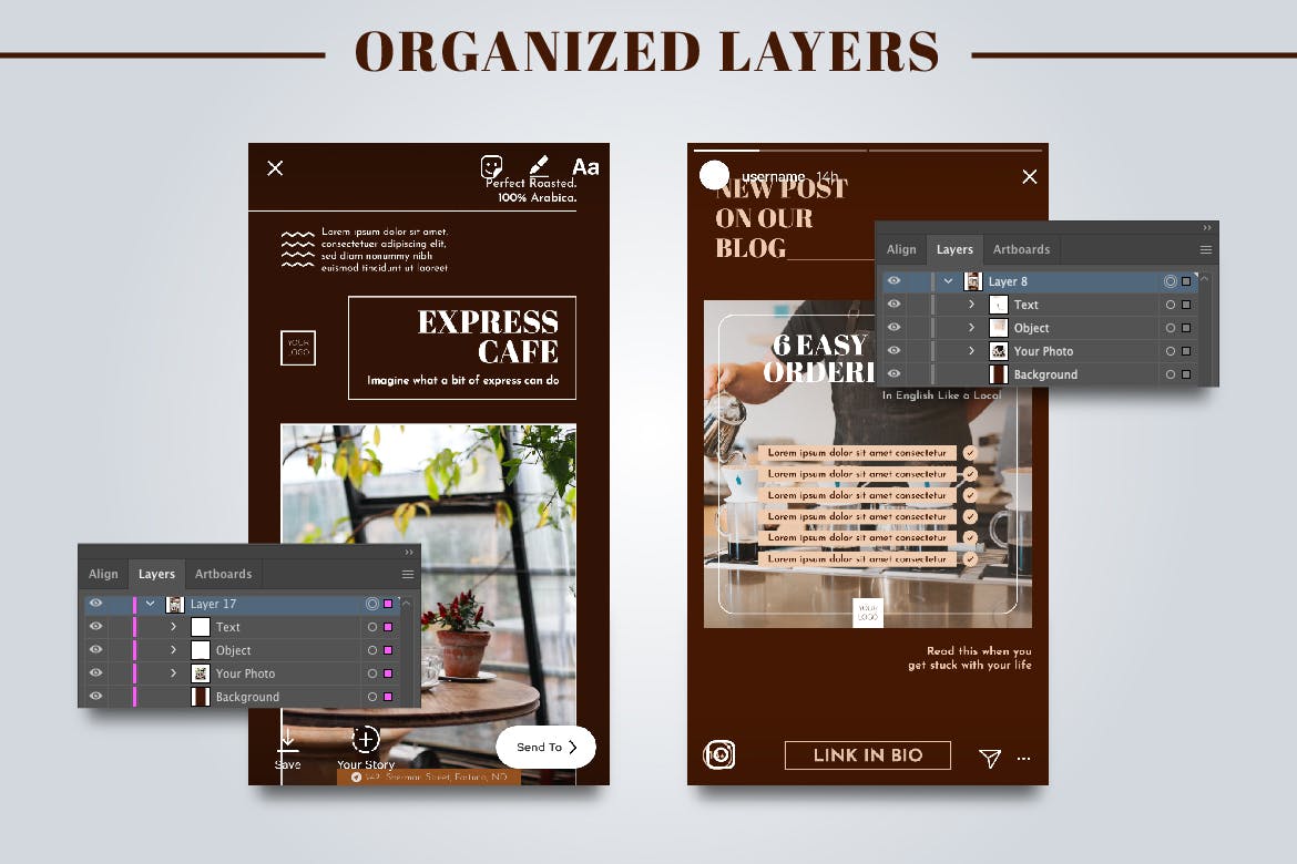 咖啡品牌故事Instagram推广设计模板素材库精选素材 CAFEZIO – Instagram Story Kit插图(2)