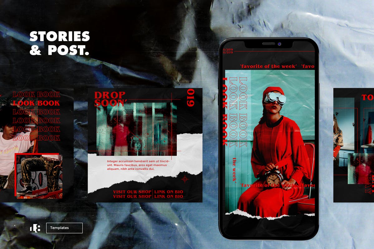 潮牌Instagram社交推广撕纸设计风格模板素材库精选 Instagram Template插图(2)