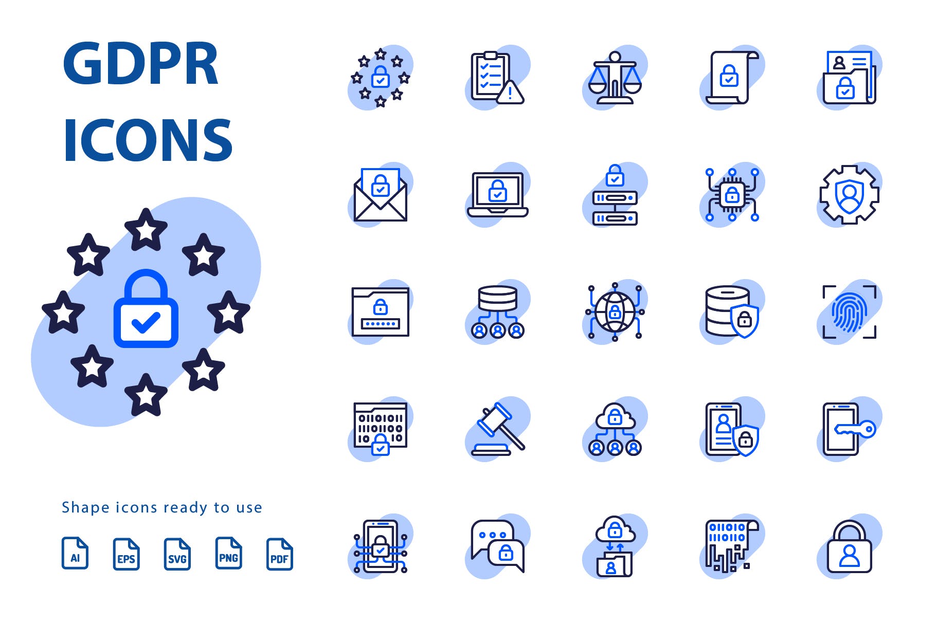 25枚GDPR通用数据保护条例主题阴影素材库精选图标 GDPR Shape插图(1)