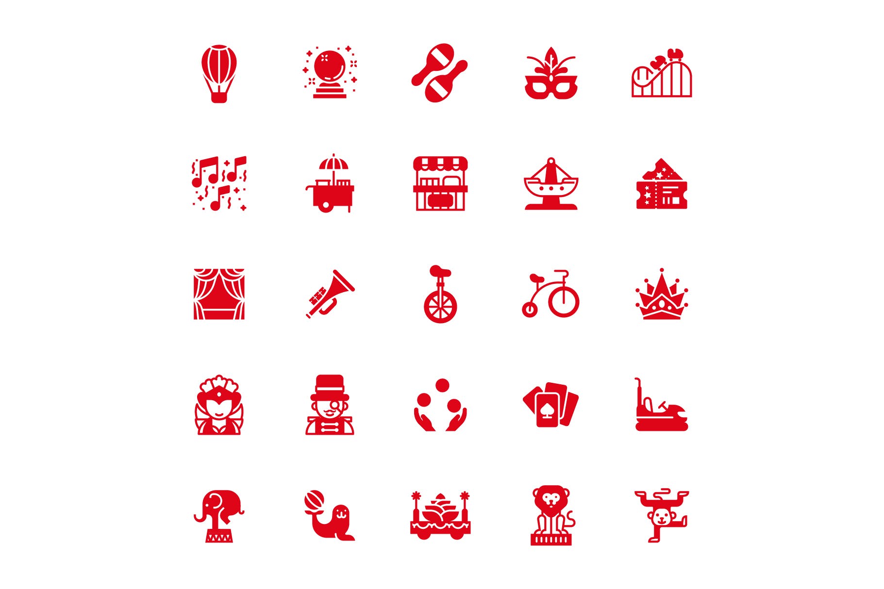25枚嘉年华主题单色矢量素材库精选图标素材 Carnival Glyph插图(3)