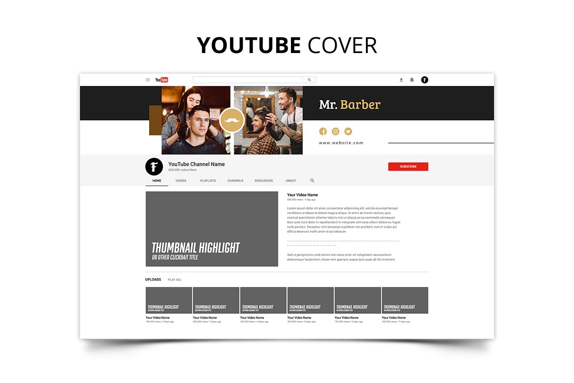 发型设计工作室社交推广设计素材包 Mr Barber Barbershop Social Media Kit插图(11)