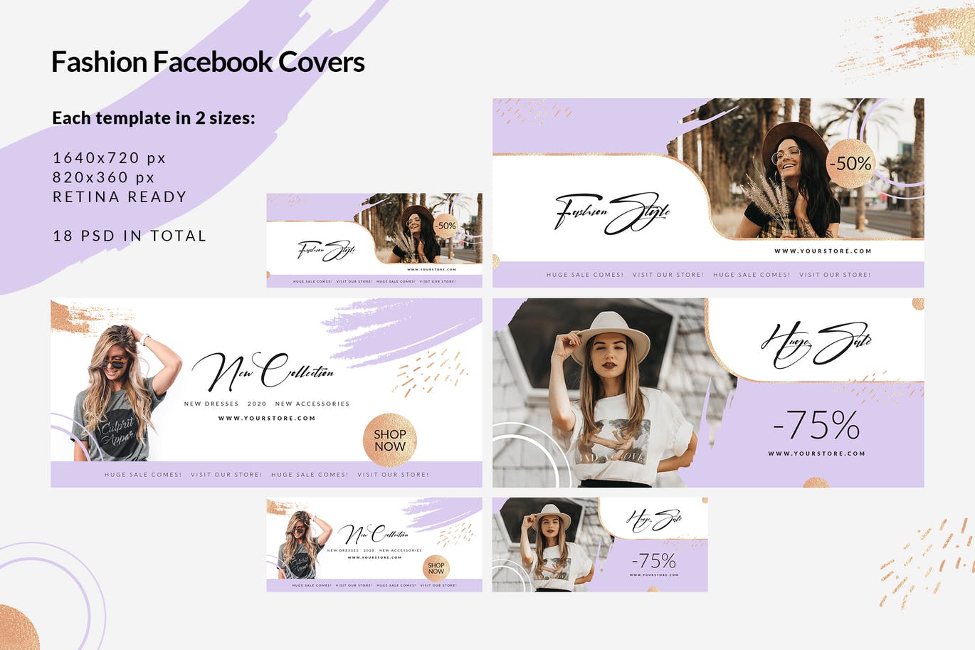 时尚品牌打折促销Facebook封面设计模板素材库精选 Fashion Facebook Covers插图(3)