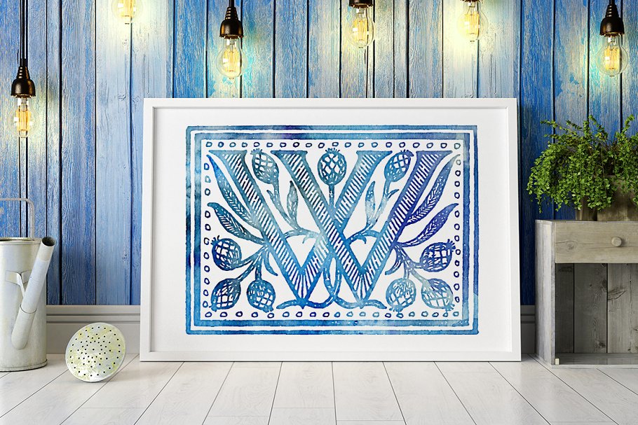 复古花体英文字母H装饰素材套件 Vintage Letter H Decorative Alphabet插图(2)