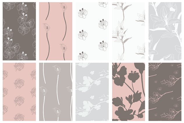 35+优雅手绘花卉图案纹理Instagram贴图模板素材库精选 35+ Patterns & 8 Instagram Templates插图(11)