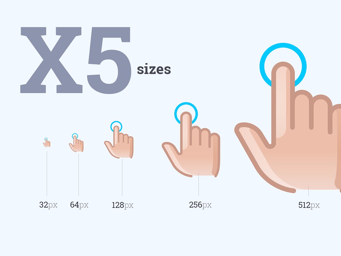 简易的手和手势图标（巨型包装）插图(1)