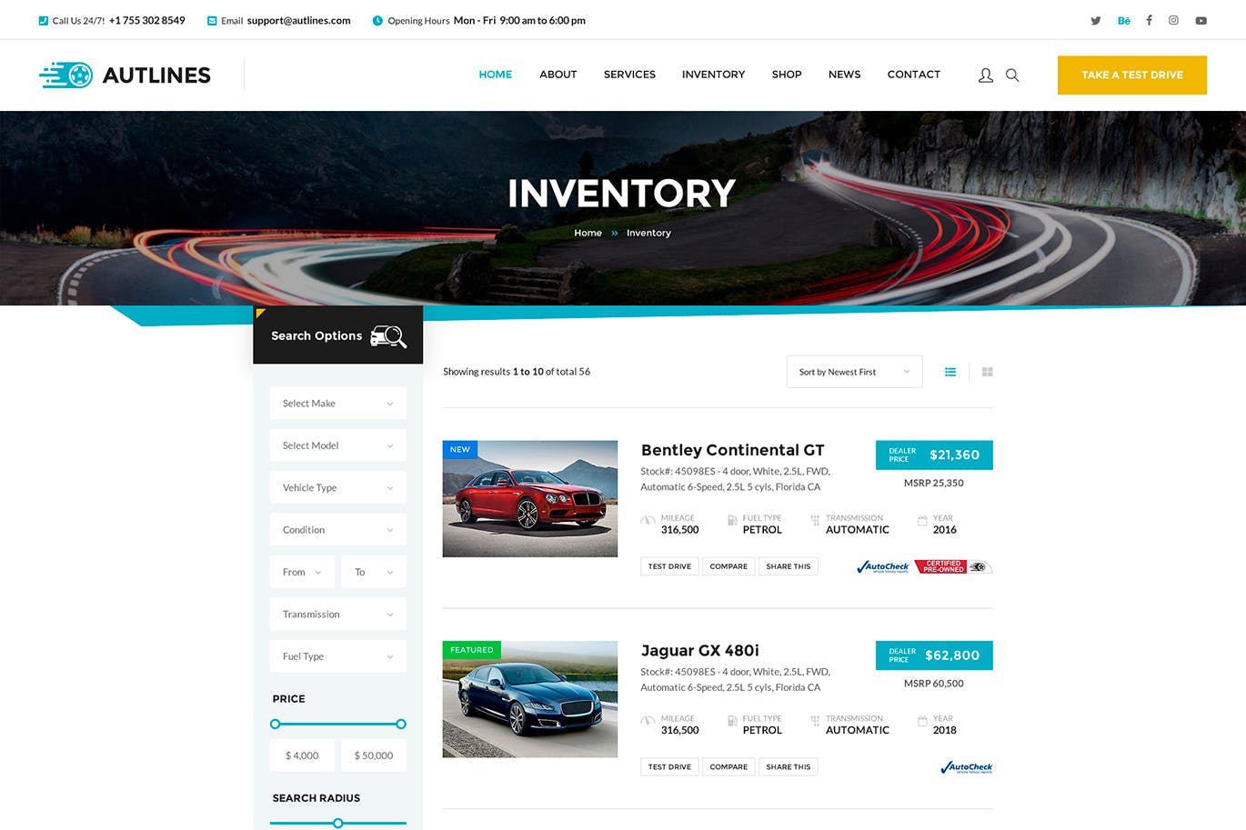汽车经销商/4S店网站HTML模板素材库精选 Autlines – Autodealer HTML Template插图(1)