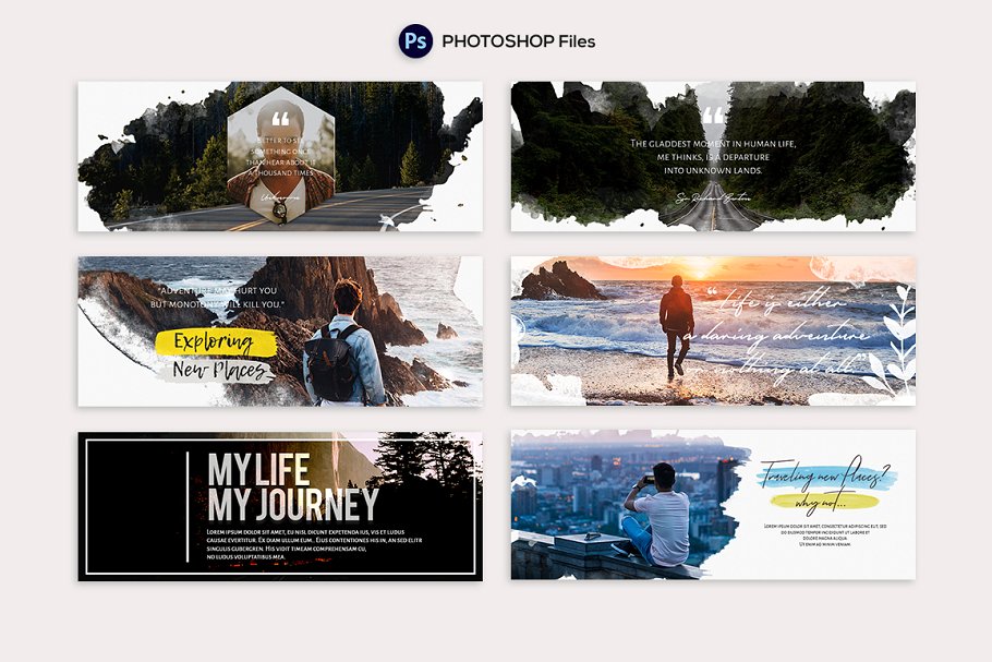 Facebook社交媒体时尚水彩画背景叠层插图(3)