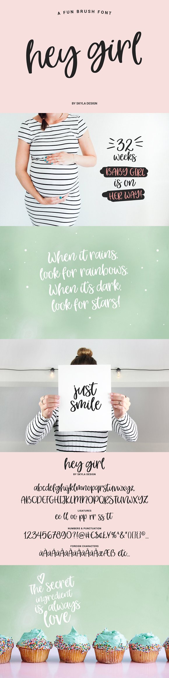 Fun smooth brush font, Hey Girl插图