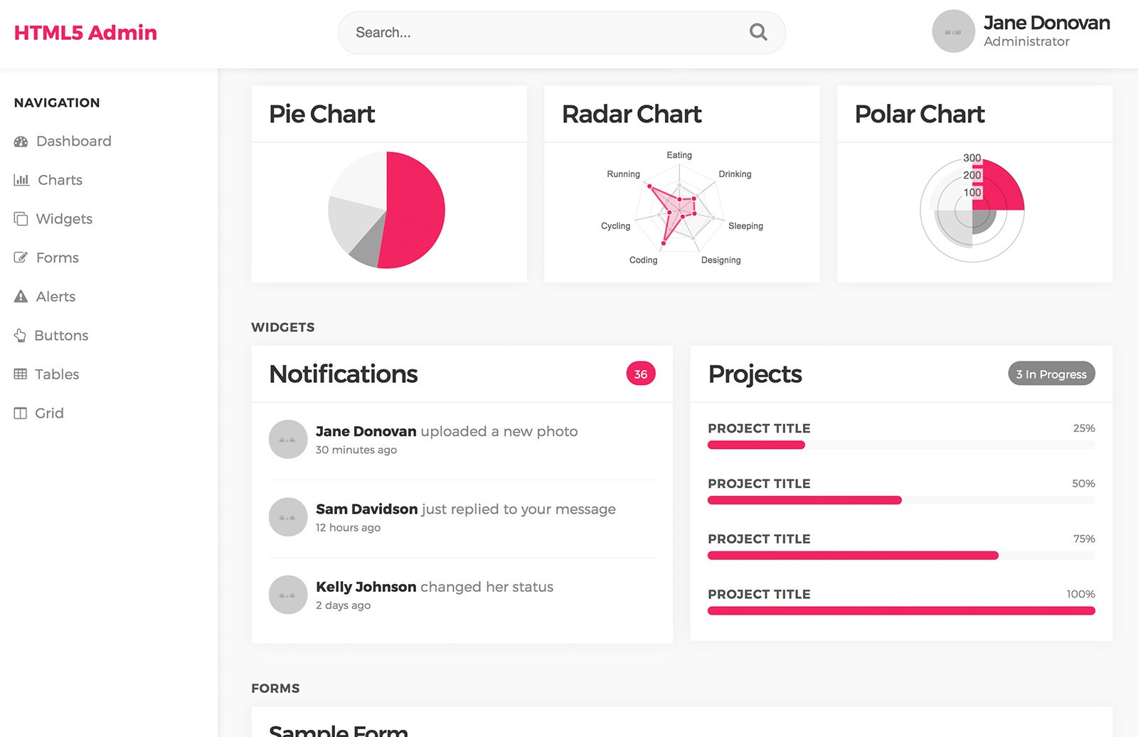 免费后台管理页面模板素材库精选 Free HTML5 Admin Template插图(5)