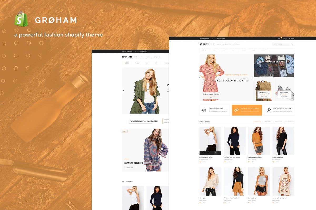 时尚服饰电商网站Shopify主题模板素材库精选 Groham – Fashion eCommerce Shopify Theme插图