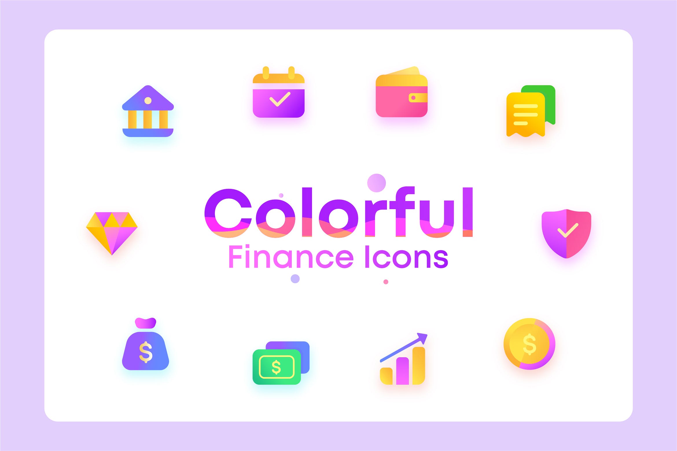 金融/钱包/银行主题彩色矢量素材库精选图标 Colorful Finance, wallet, bank, Illustration Icons插图
