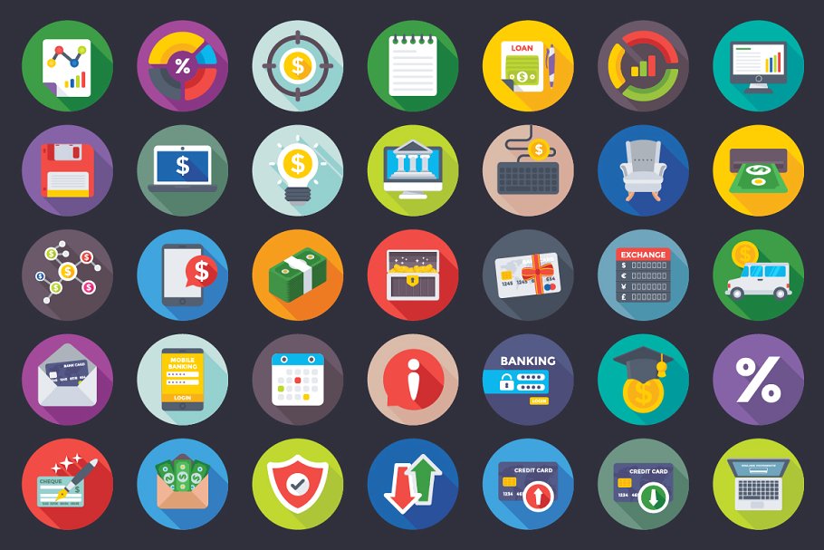 398个金融银行相关机构扁平化图标 398 Banking and Finance Flat Icons插图(11)