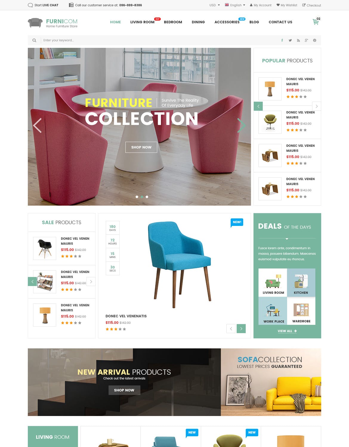 家具家装网上商城HTML模板素材库精选 Furnicom – Furniture & Interior HTML Template插图(3)