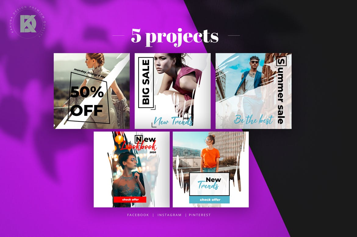 时尚行业社交媒体新媒体广告设计模板素材库精选 Fashion Social Media Pack插图(4)