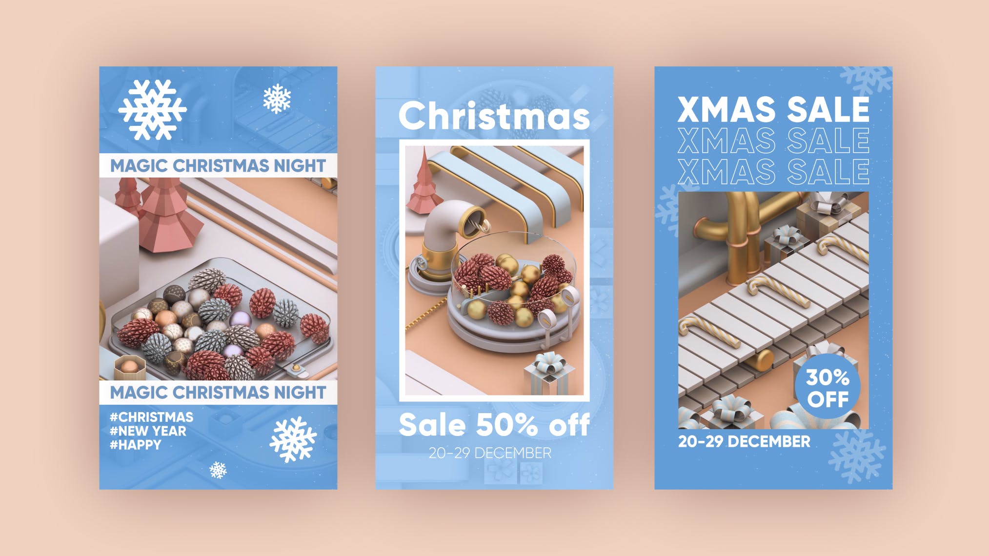 圣诞节3D建模工厂场景背景品牌故事/促销广告模板 Christmas Stories插图(15)