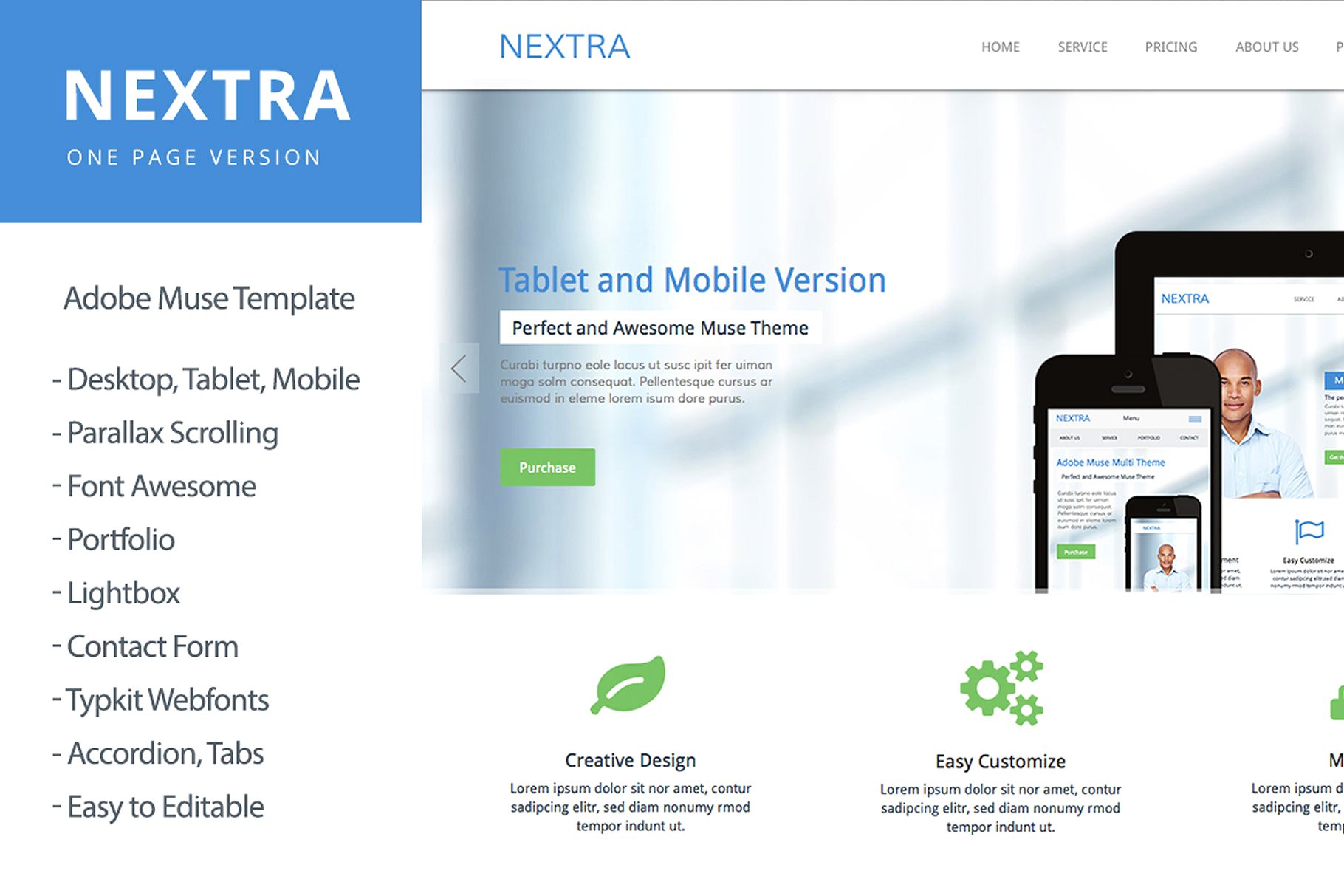 Nextra-单页Adobe Muse模板素材库精选 Nextra – One Page Muse Template插图