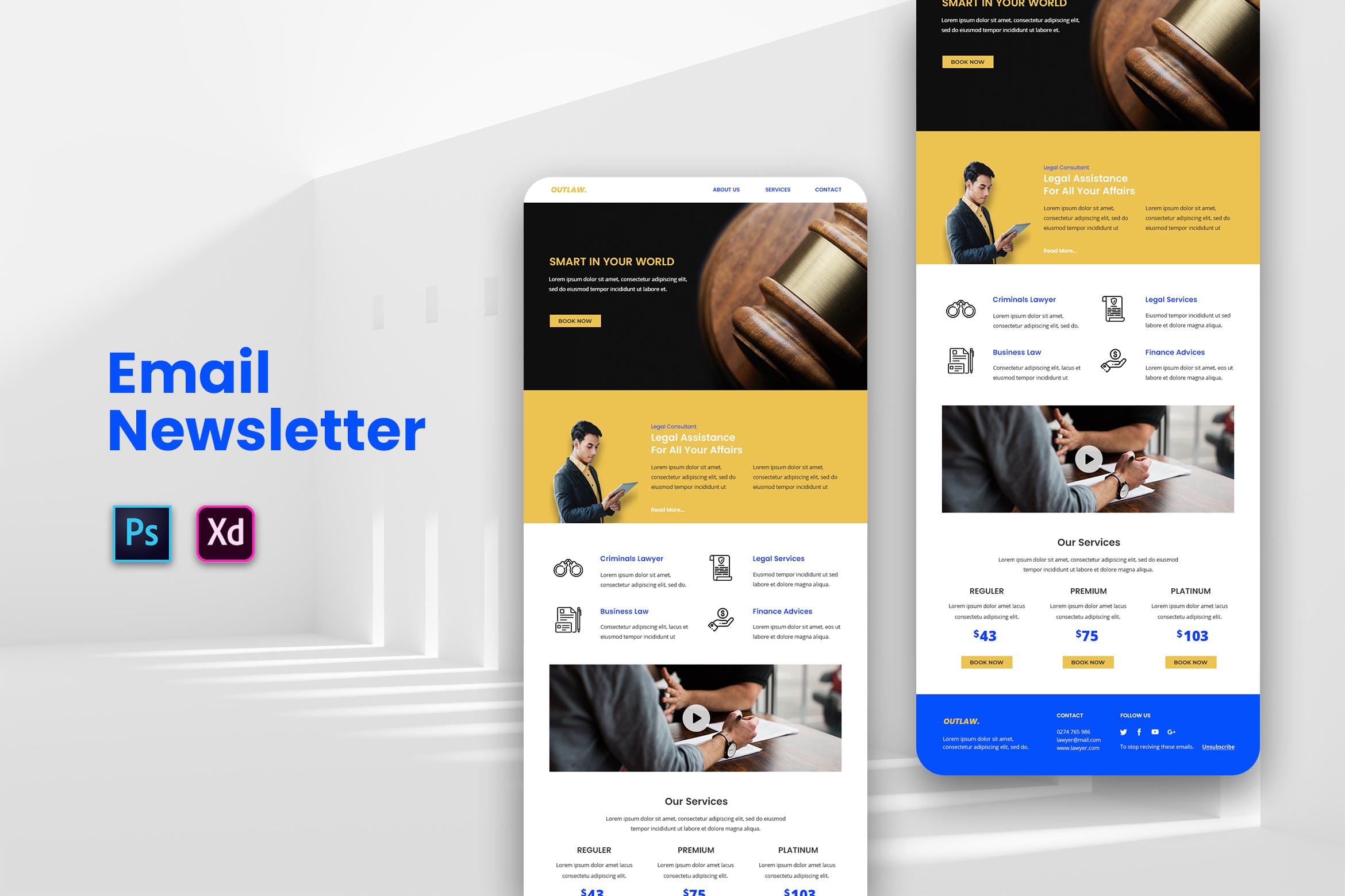 律师咨询网站服务推广EDM邮件模板素材库精选下载 Email Newsletter插图
