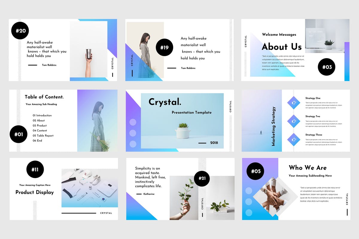 现代时尚创意产品演示PPT模板下载 Crystal Powerpoint Presentation插图