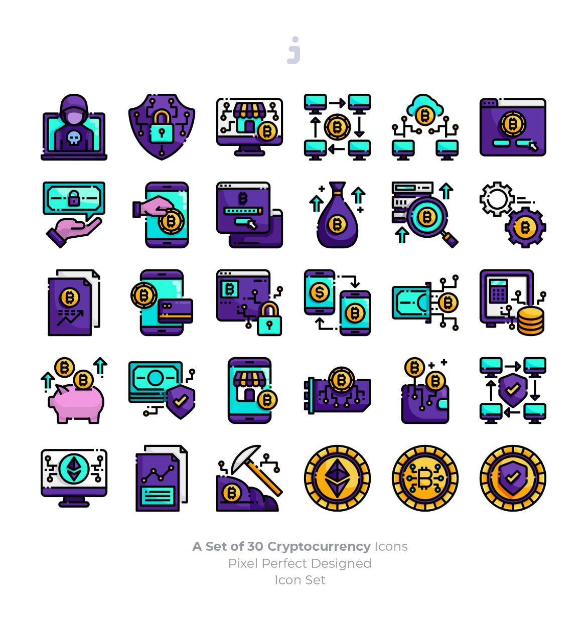 30枚加密货币主题矢量概念图标 30 Cryptocurrency Icons插图(1)