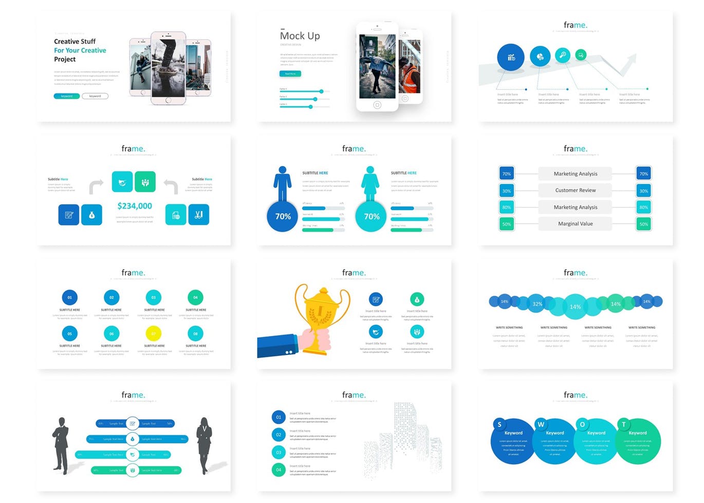 市场调研报告创意PPT幻灯片模板 Frame Creative – Powerpoint Template插图(2)