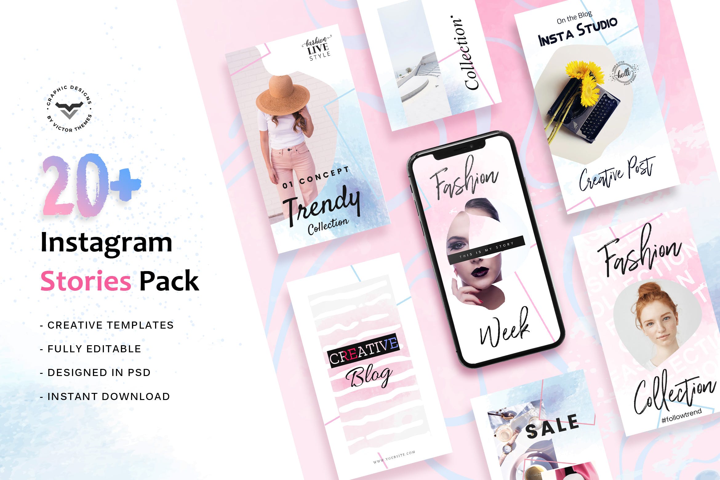 20+时尚品牌Instagram社交推广设计模板素材库精选 Instagram Stories Template插图