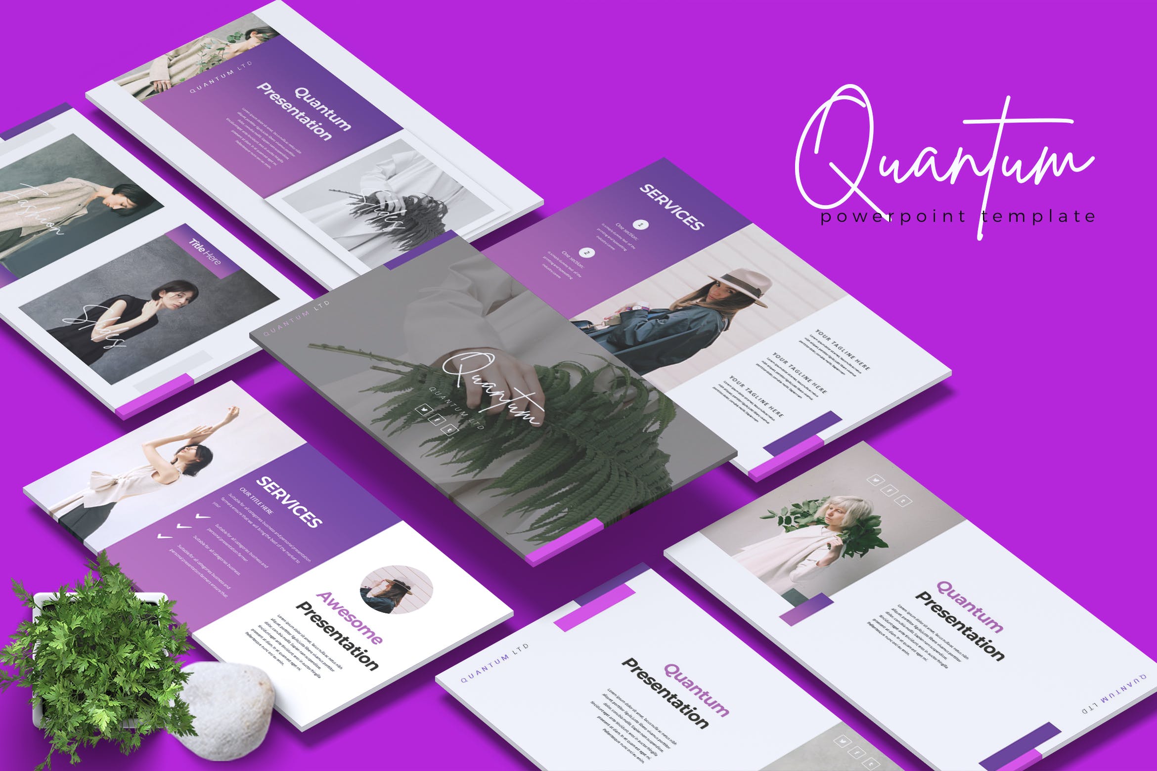 时尚/摄影公司作品集PPT幻灯片模板 QUANTUM – Company Profile Powerpoint Template插图