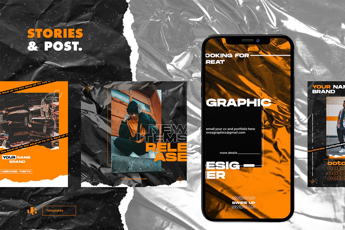 塑料胶纸纹理背景Instagram贴图设计模板素材库精选v3 Instagram Template vol.3插图(3)