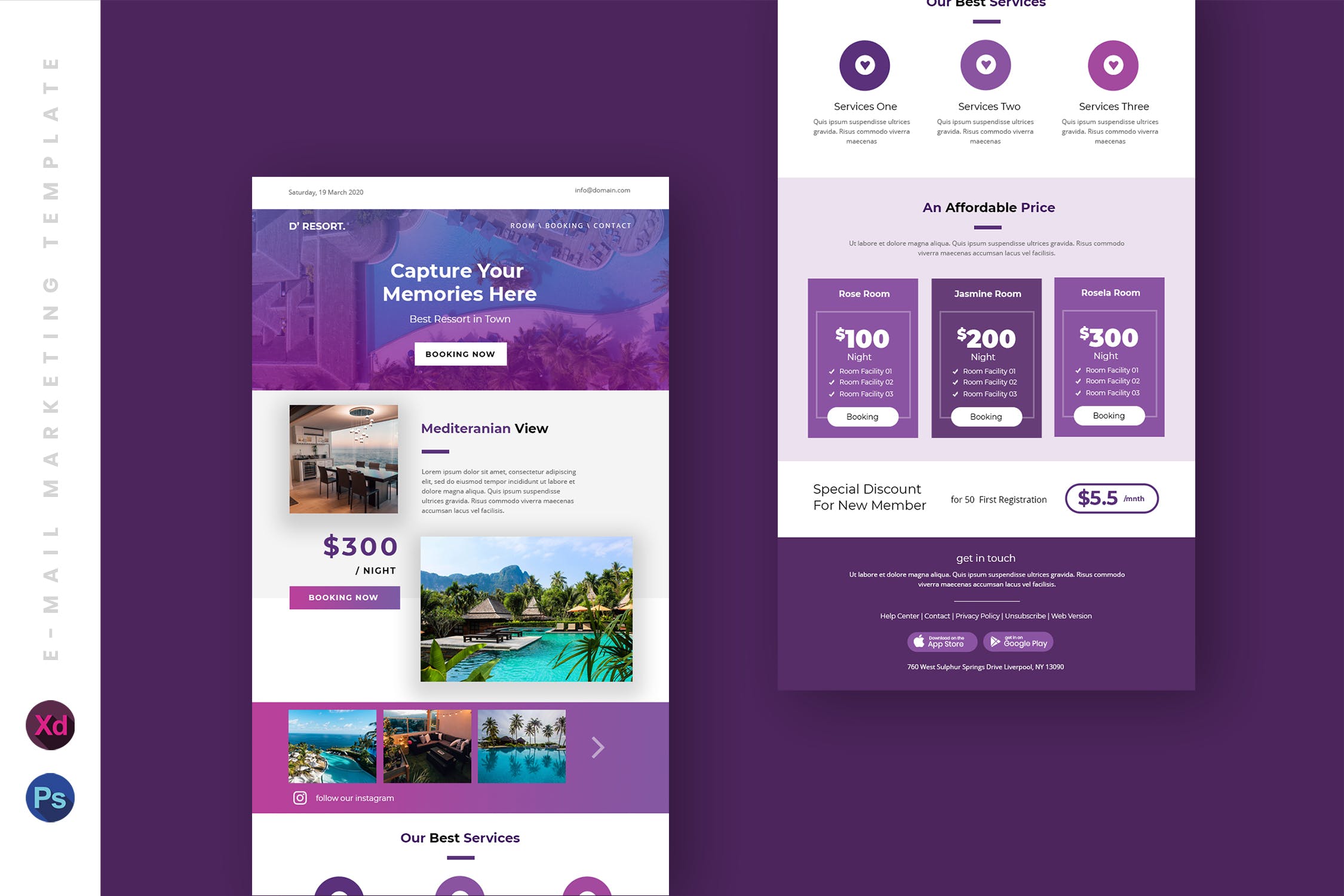 酒店品牌EDM推广促销邮件模板 Business Email Newsletter UI Template插图