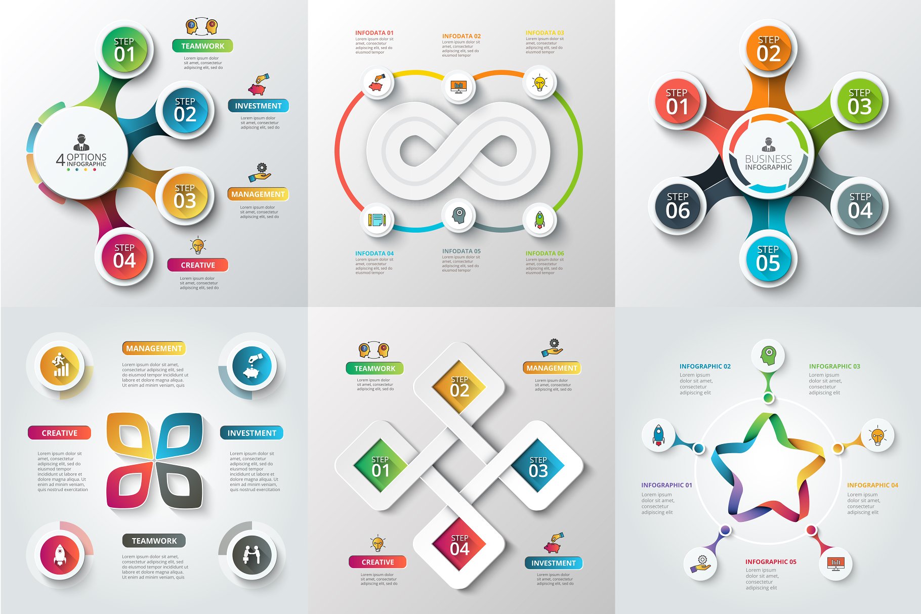 信息图表数据类幻灯片设计元素合集 Infographic elements bundle v.01插图(4)