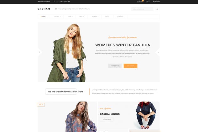 时尚服饰电商网站Shopify主题模板素材库精选 Groham – Fashion eCommerce Shopify Theme插图(1)