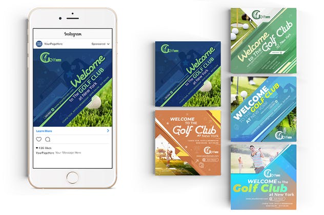 10款Instagram社交文章Banner广告模板 10 Instagram Post Banner-Golf插图(1)
