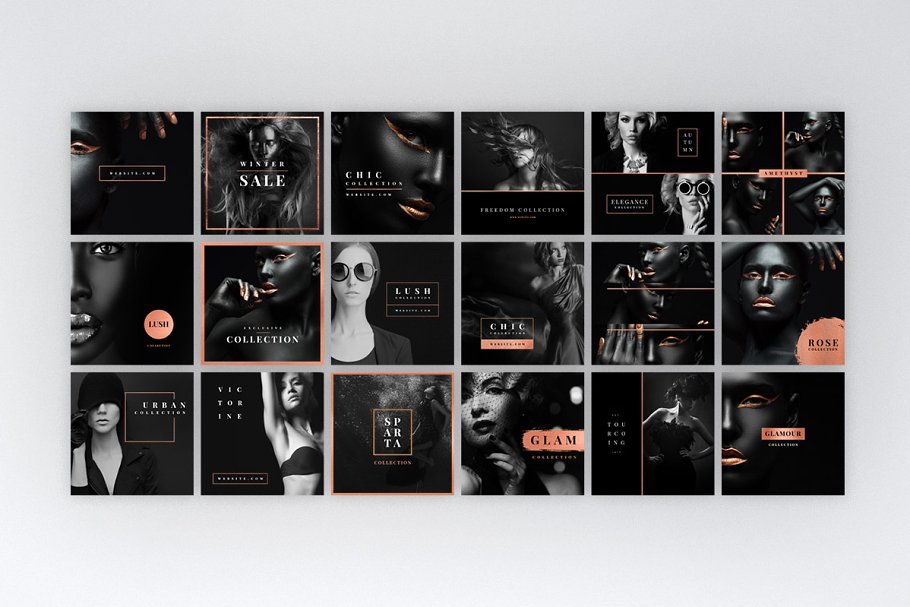 时尚玫瑰金Instagram故事贴图模板素材库精选 Instagram Rose Gold Pack插图(2)