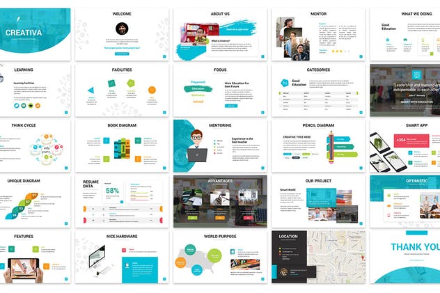 学校教育主题PPT幻灯片模板 Creativa – Education Powerpoint Template插图(1)
