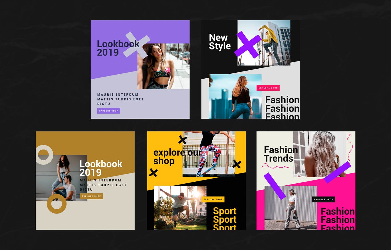 时装品牌社交媒体推广Banner横幅广告设计模板素材库精选v84 Social Media Banners – Vol84插图(1)