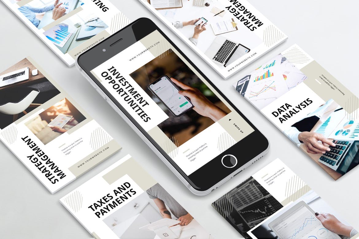 金融科技主题Instagram品牌故事PSD&AI设计模板素材库精选 Financial Technology Instagram Stories PSD & AI插图(1)