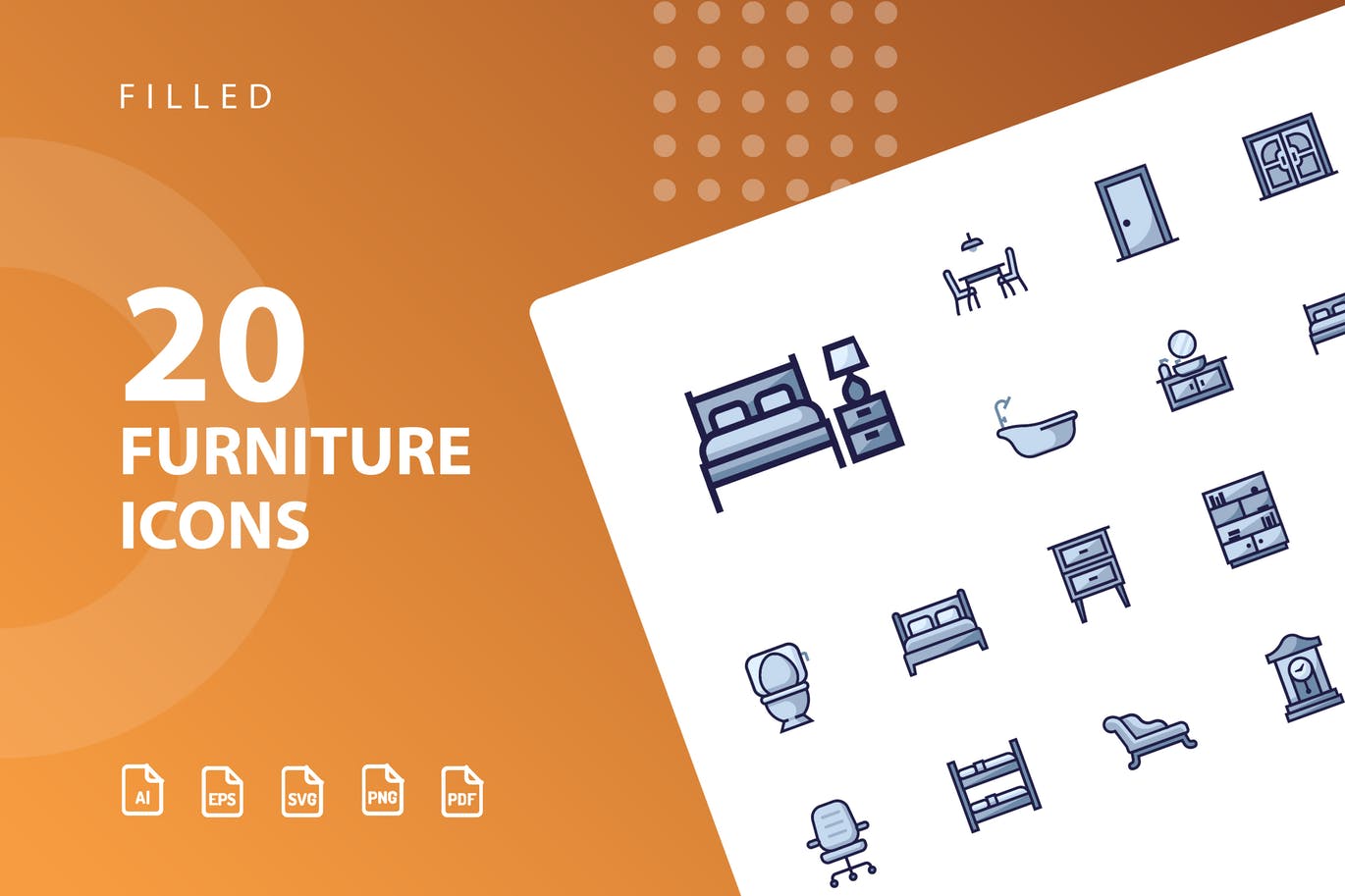 家具矢量填充素材库精选图标素材v1 Furniture Filled Part 1插图