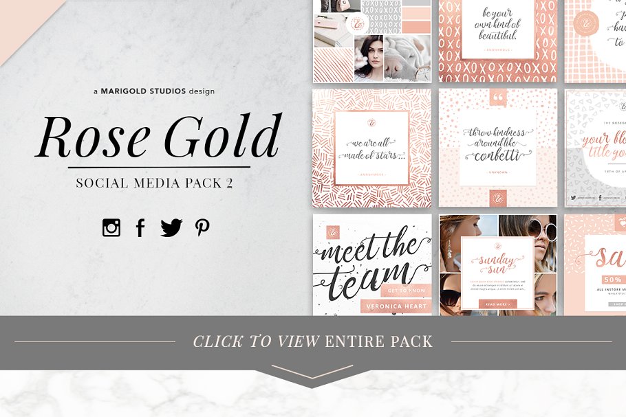 女性化社交媒体贴图模板素材库精选 ROSE GOLD | Social Media Pack 2插图(11)