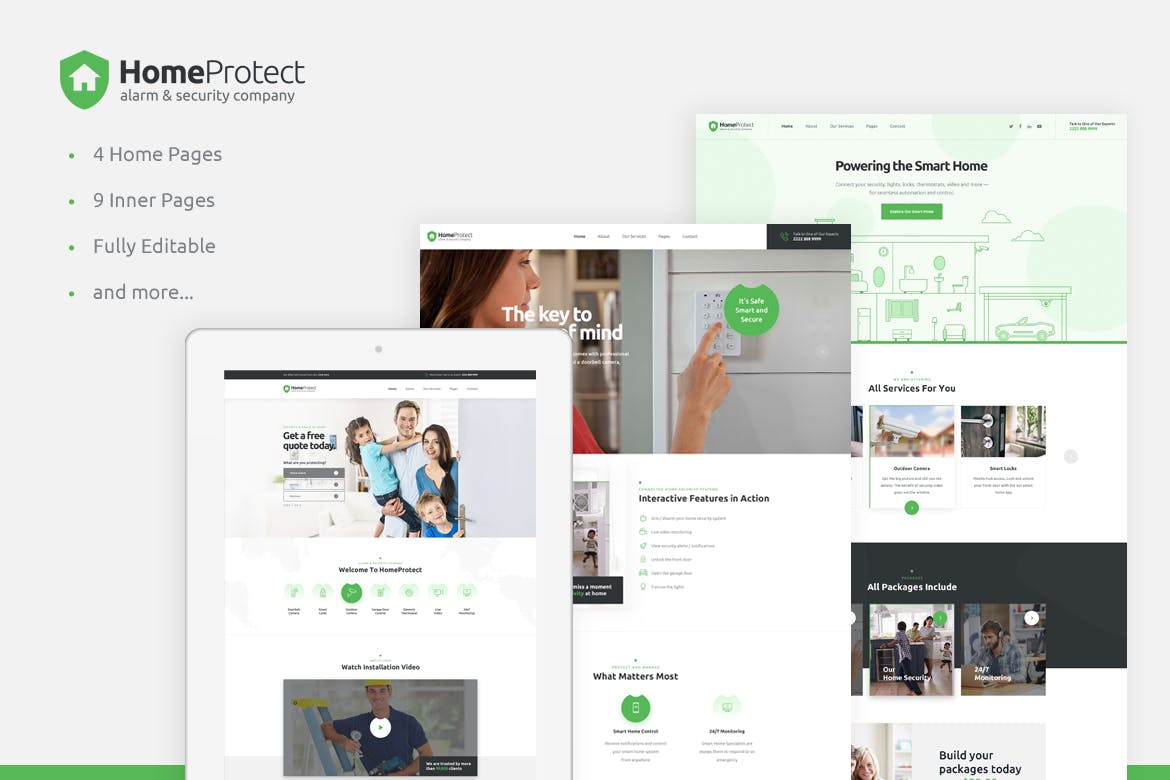 安防品牌网站HTML模板素材库精选素材 HoomPotact – Smart Alarm & Security Systems HTML插图