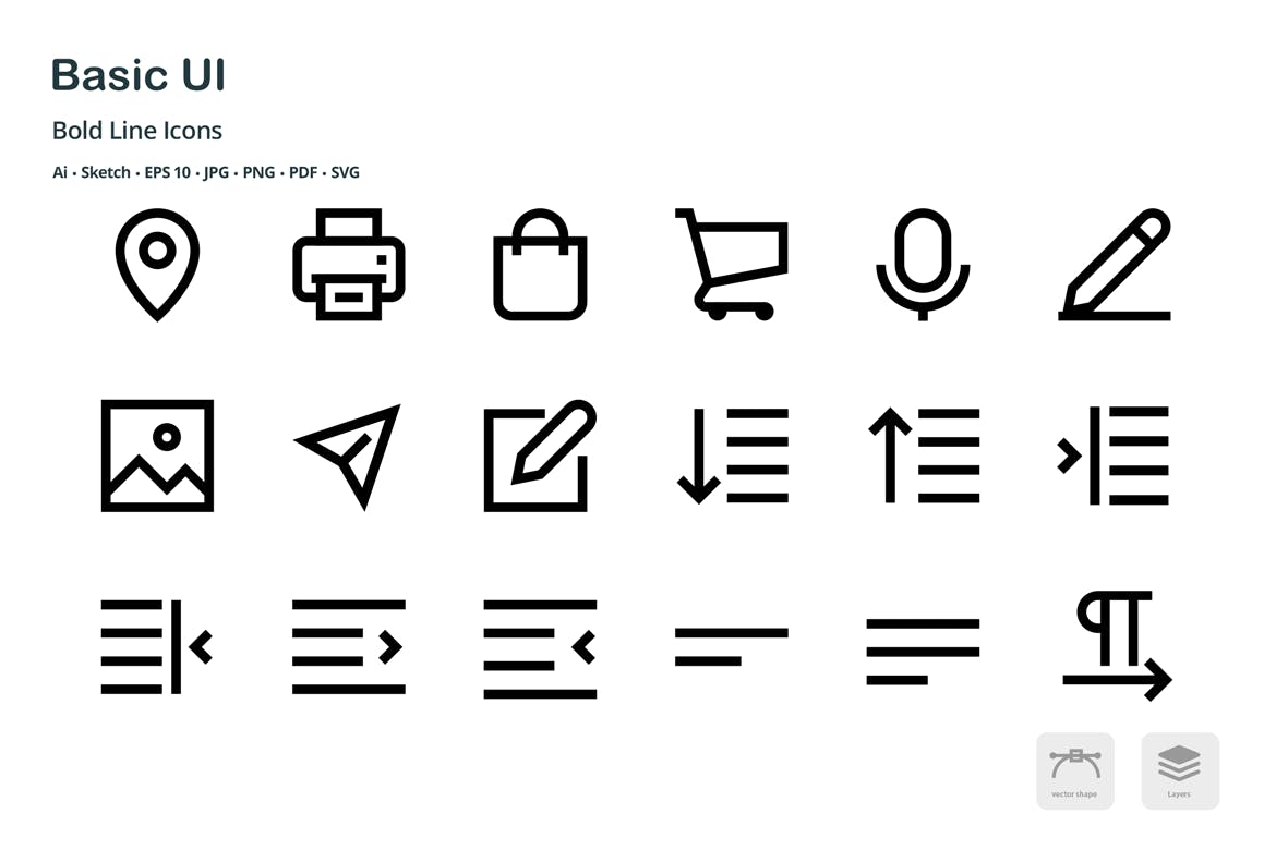 基础UI设计操作选项矢量线性素材库精选图标 Basic User Interface Mini Bold Line Vector Icons插图(3)