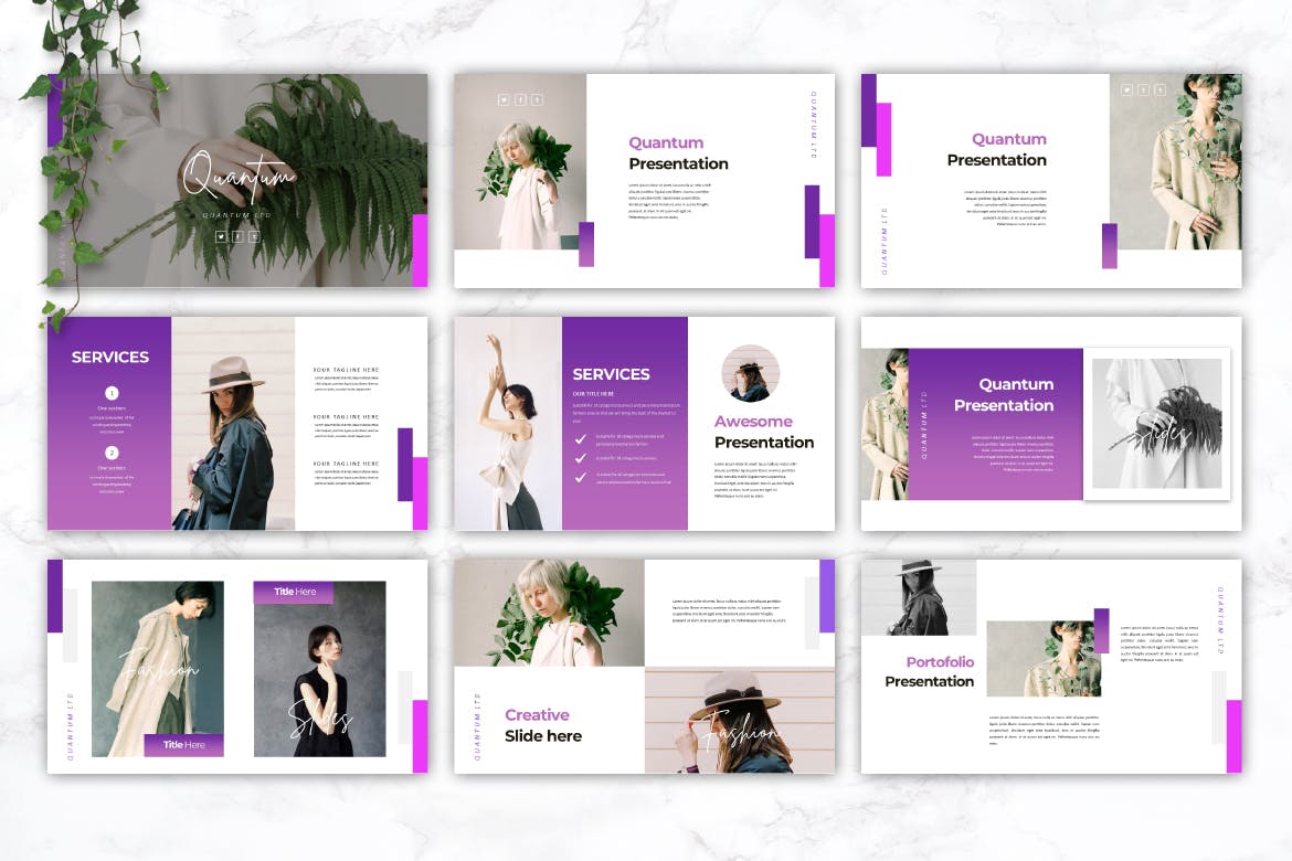 时尚/摄影公司作品集PPT幻灯片模板 QUANTUM – Company Profile Powerpoint Template插图(1)