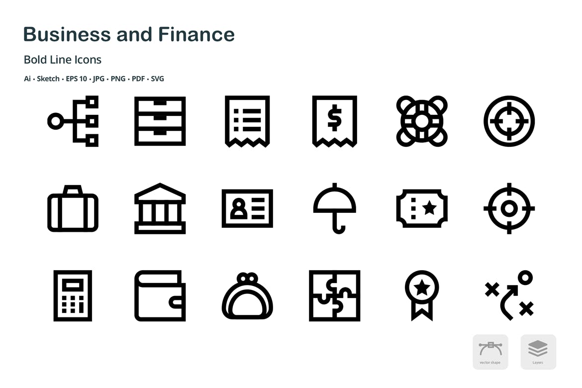 商业&金融主题粗线条风格矢量素材库精选图标 Business and Finance Mini Bold Line Icons插图(5)