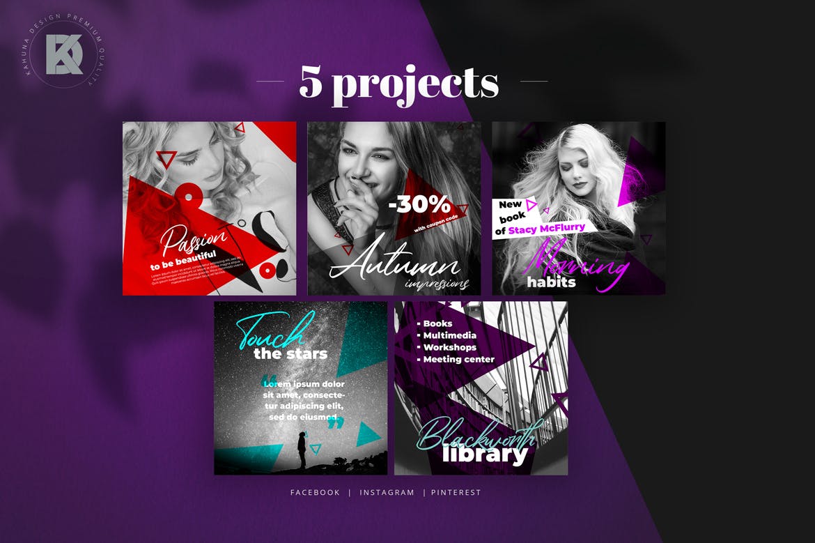 适用全行业的通用社交媒体新媒体设计素材包 Social Media Universal Pack插图(4)