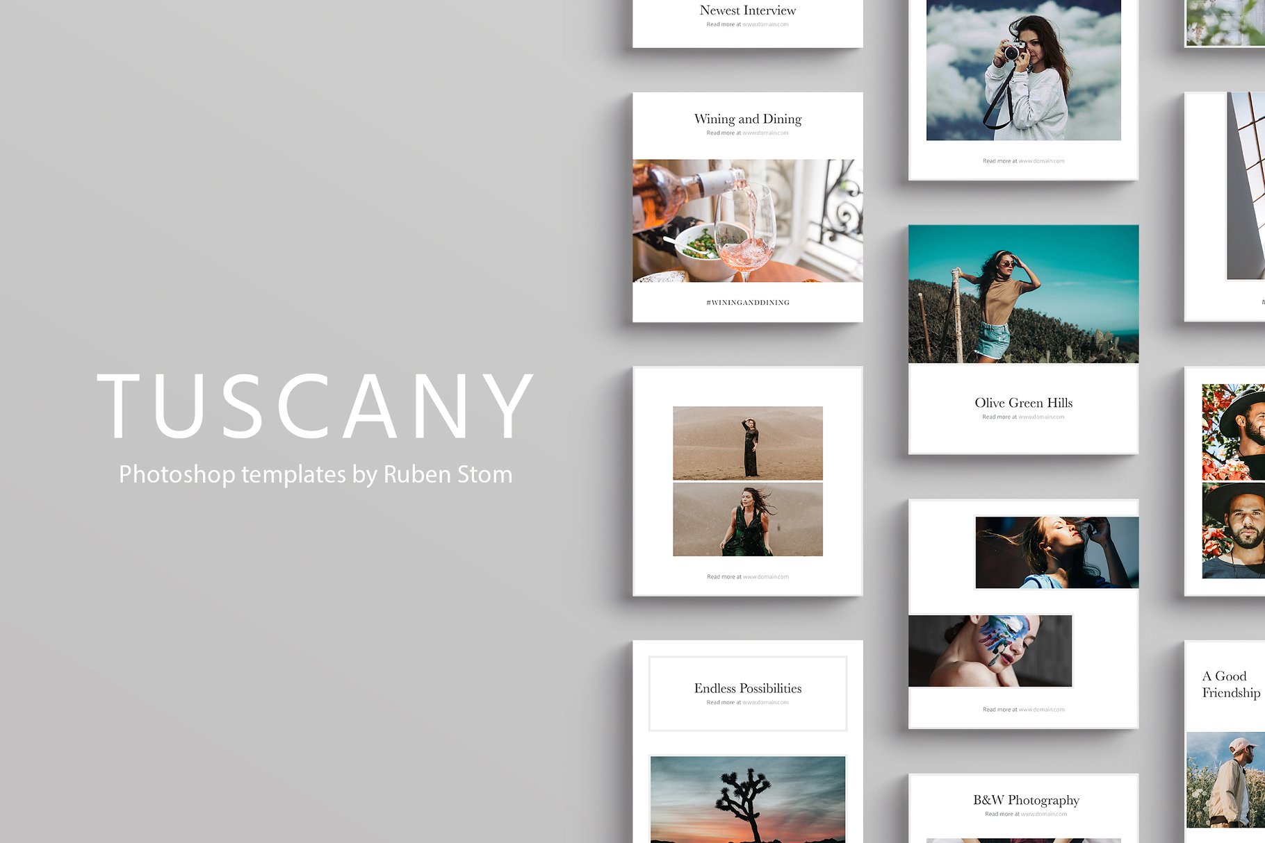 摄影家摄影爱好者社交媒体贴图模板素材库精选 Tuscany Social Media Templates插图