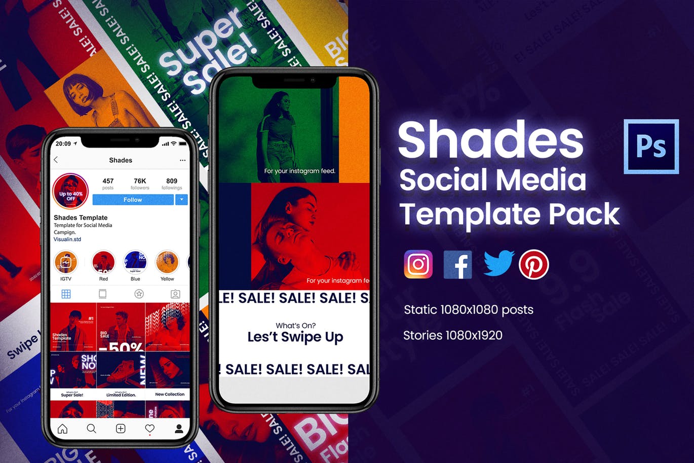 产品&网站社交媒体推广设计模板素材库精选 Shades Social Media Template – JJ插图