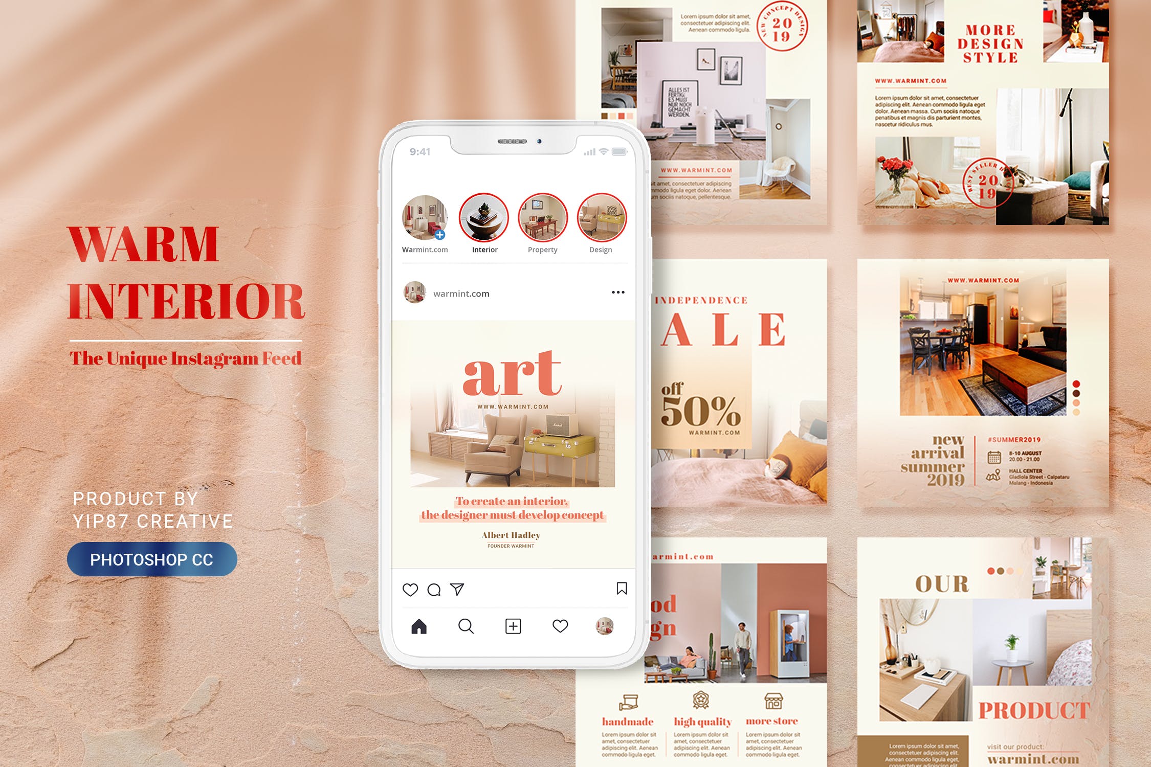 家具与室内设计主题社交媒体推广设计素材 Furniture and Interior Design Social Media Post插图