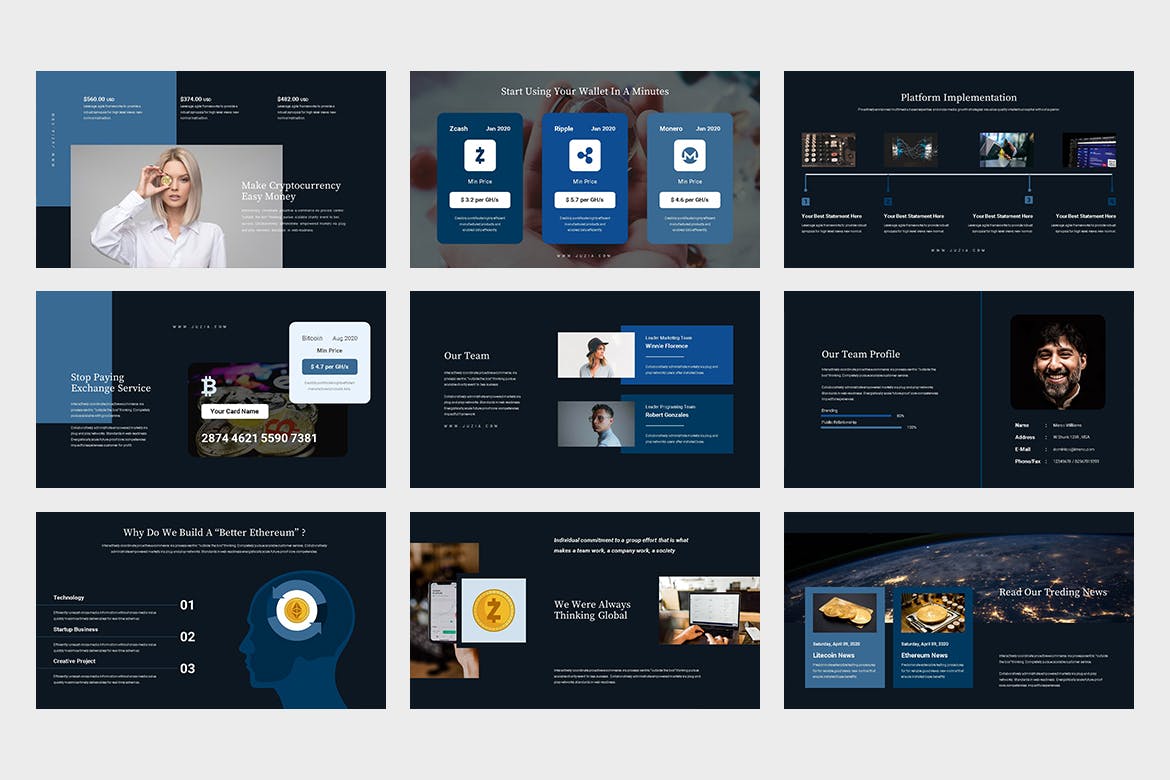 加密货币/区块链业务介绍素材库精选PPT模板 Juzia : Crypto Currency Business Powerpoint插图(10)