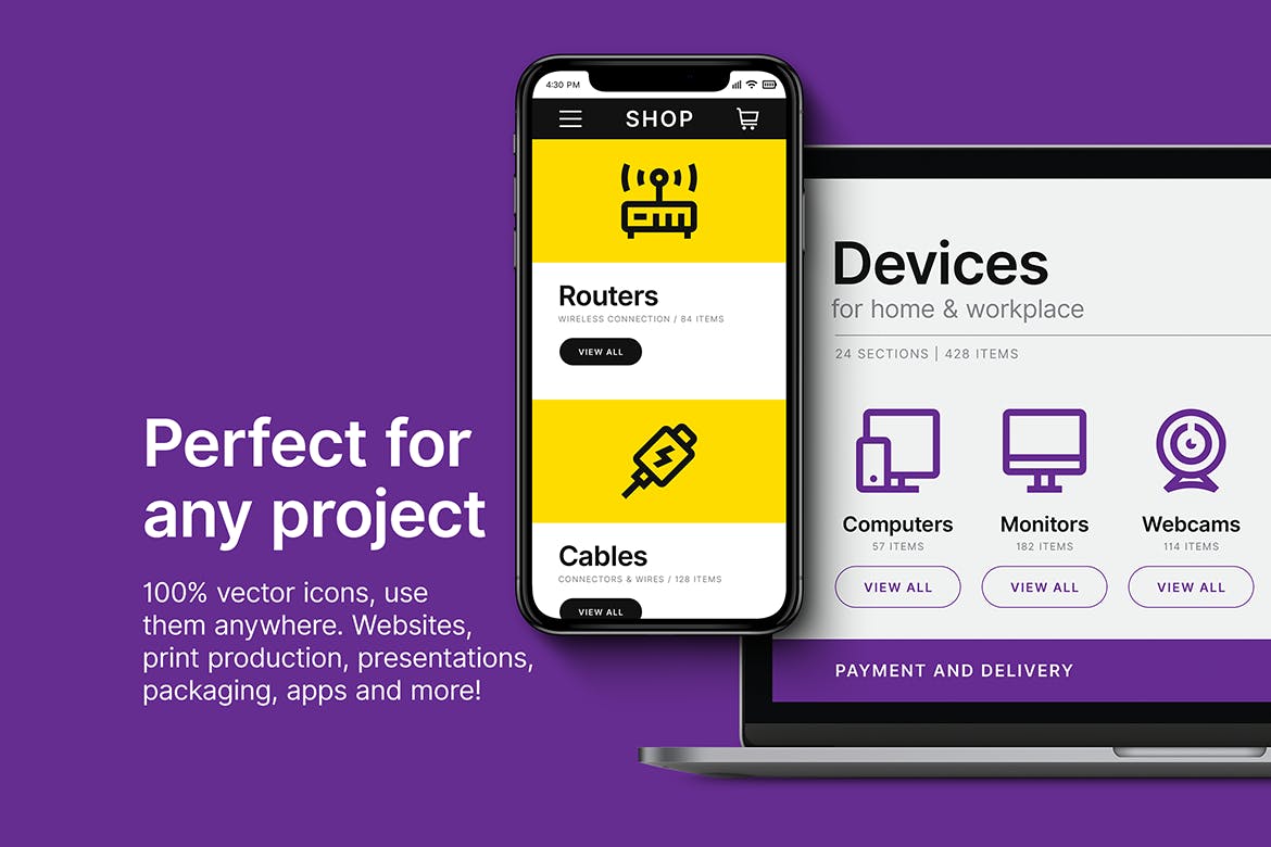 办公设备矢量线性图标素材 Devices — Workplace插图(1)