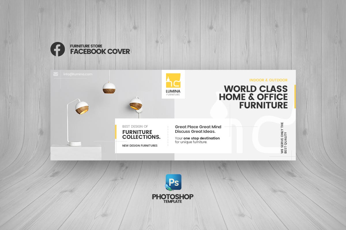 家具店电商销售Facebook封面＆Banner素材库精选广告模板 Lumina – Furniture Store Facebook Cover Template插图