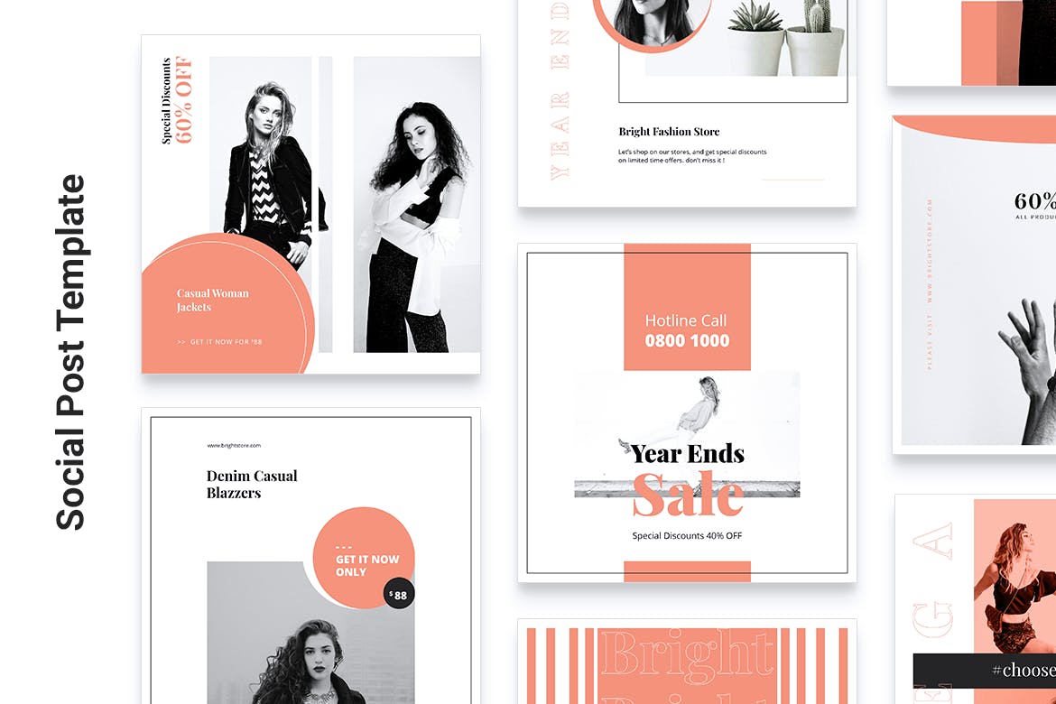 Instagram & Facebook社交网站时尚主题贴图设计素材 BRIGHT Fashion Instagram & Facebook Post插图(2)