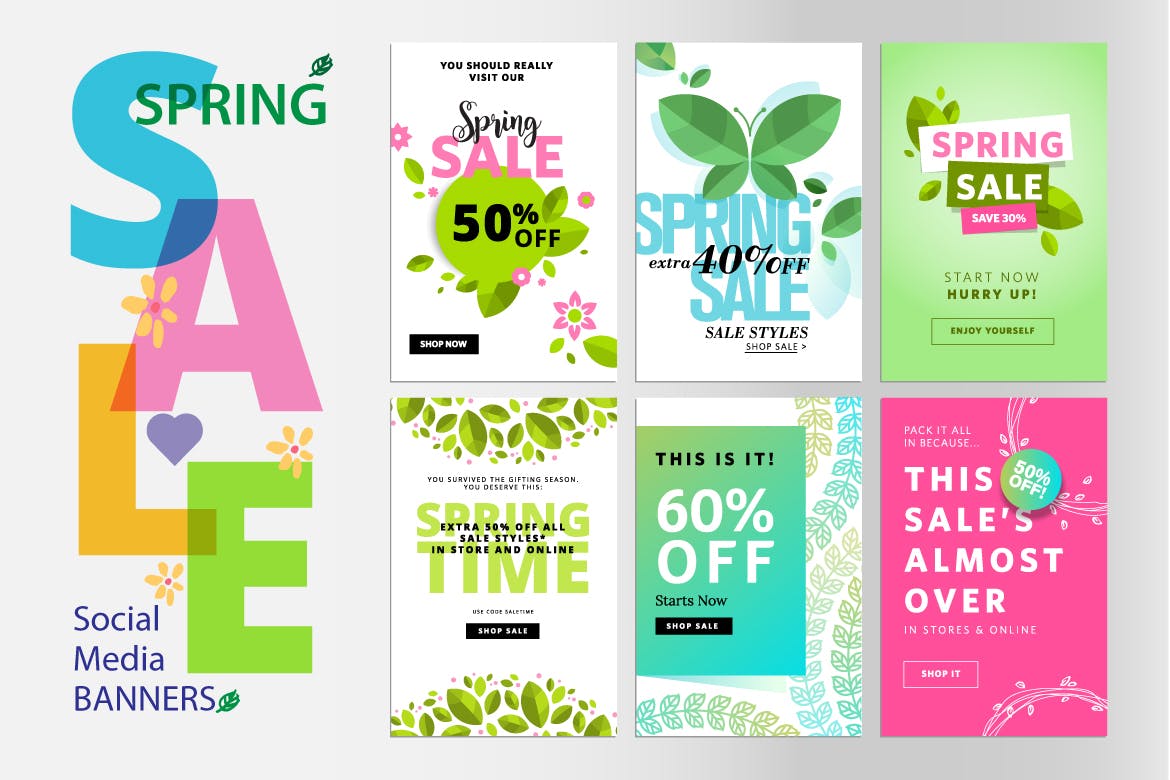春季促销主题网站广告Banner图素材v1 Spring sale banners插图